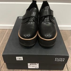 Black Eileen Fisher wedge loafers